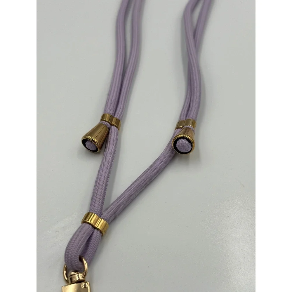 Lilac Purple Braided Crossbody Phone Lanyard Strap Gold Tone Hardware Adjustable